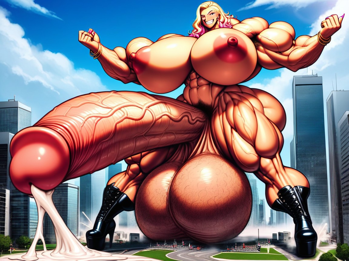 Full Body, Extremely Large Ass, Excessive Cum AI Porn
