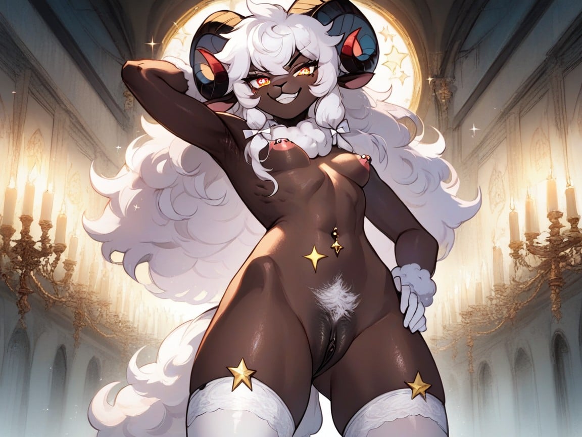 Hairy Wool Long White Hair, Skinny, Big Round Eyes Furry AI Porn