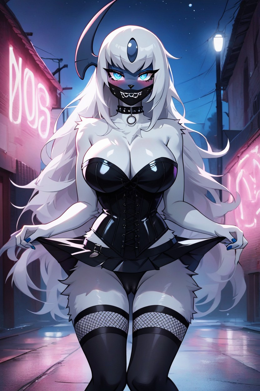 Happy, Blue Eyes, Looking Up At Viewer Furry AI Porn