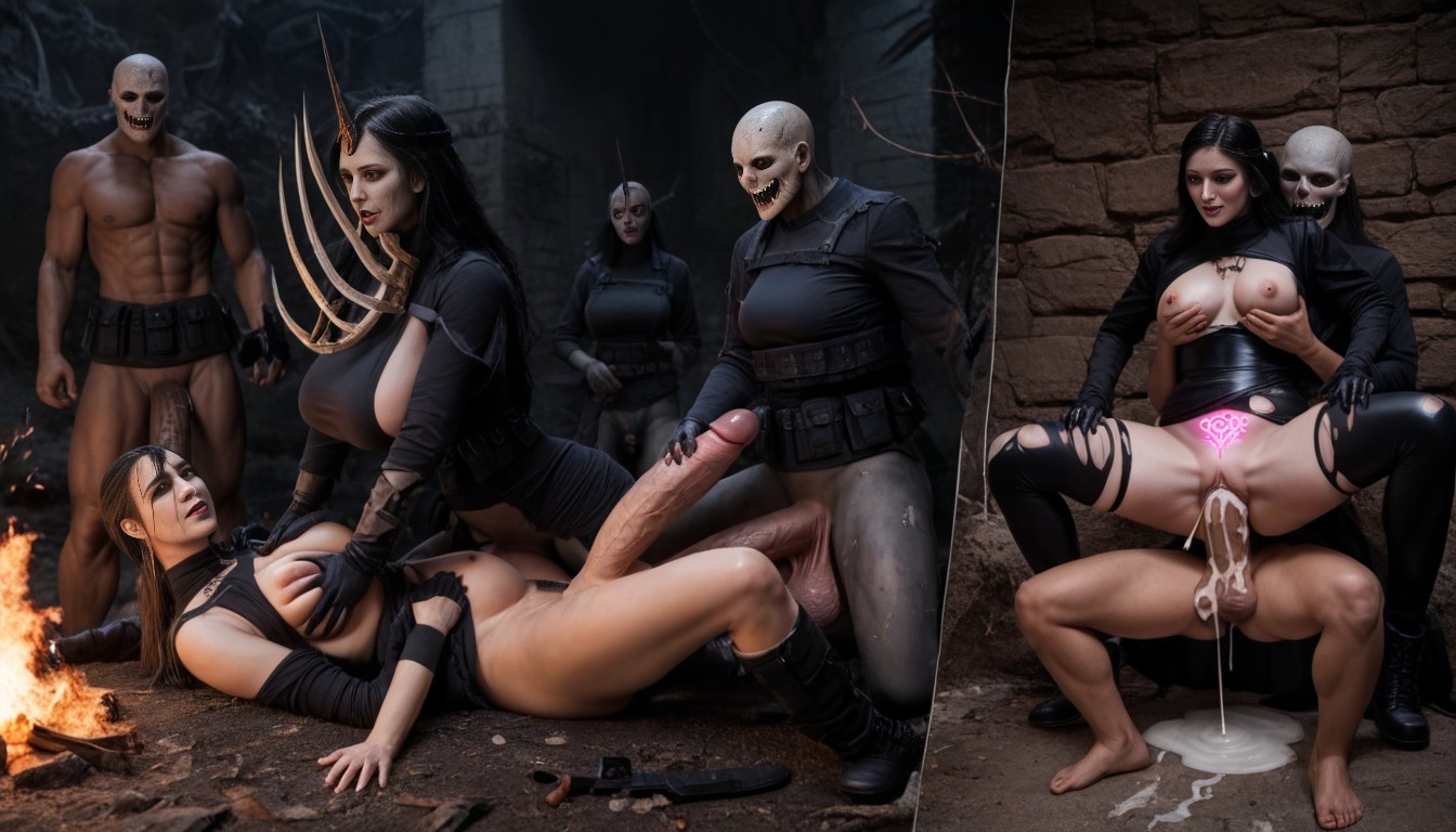 Dominant Futanari Suit Clothed Gigantic Massive Ugly Dark Evil Rotten Zombie Monster Hyper Veiny Balls, War, Breast Groping AI Porn