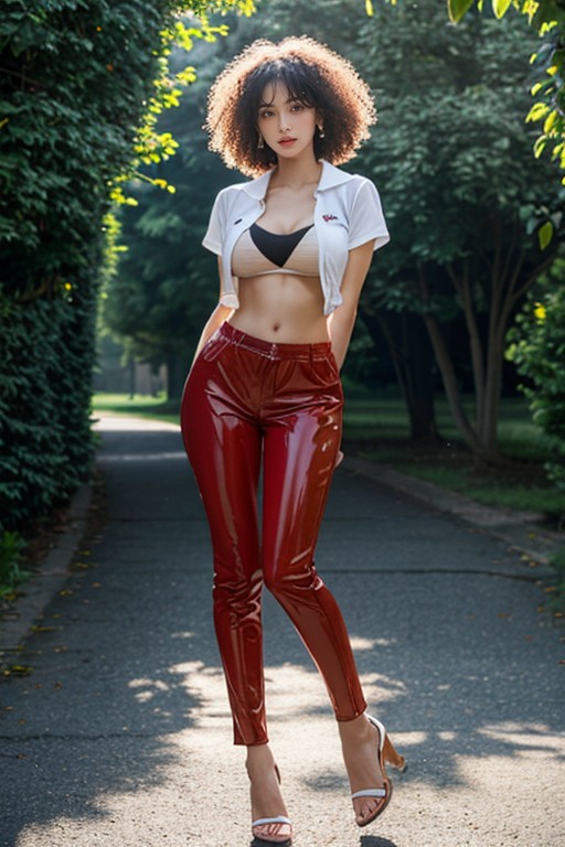 Lifting Shirt, Medium Length Hair, Stand Up AI Porn