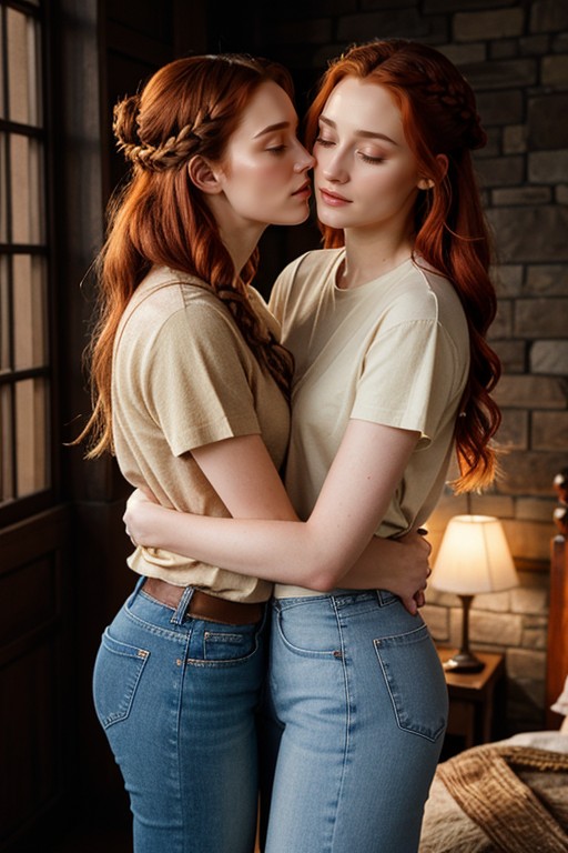 Jeans Shorts, Fluttering, Two Woman AI Porn