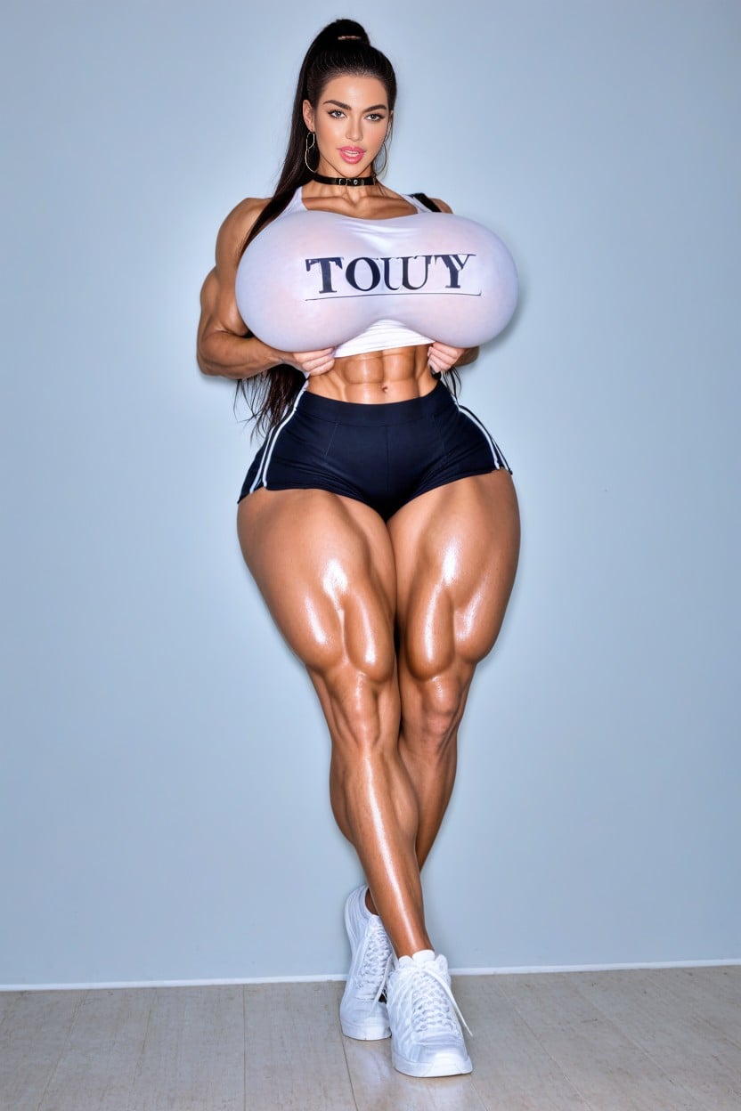 Steroid Abs, Extremely Hourglass Figure, Bright Hazel Eyes AI Porn