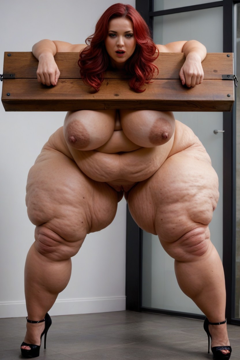 Wrinkled Skin, Very Big Thighs, Tan Lines BBW AI Porn