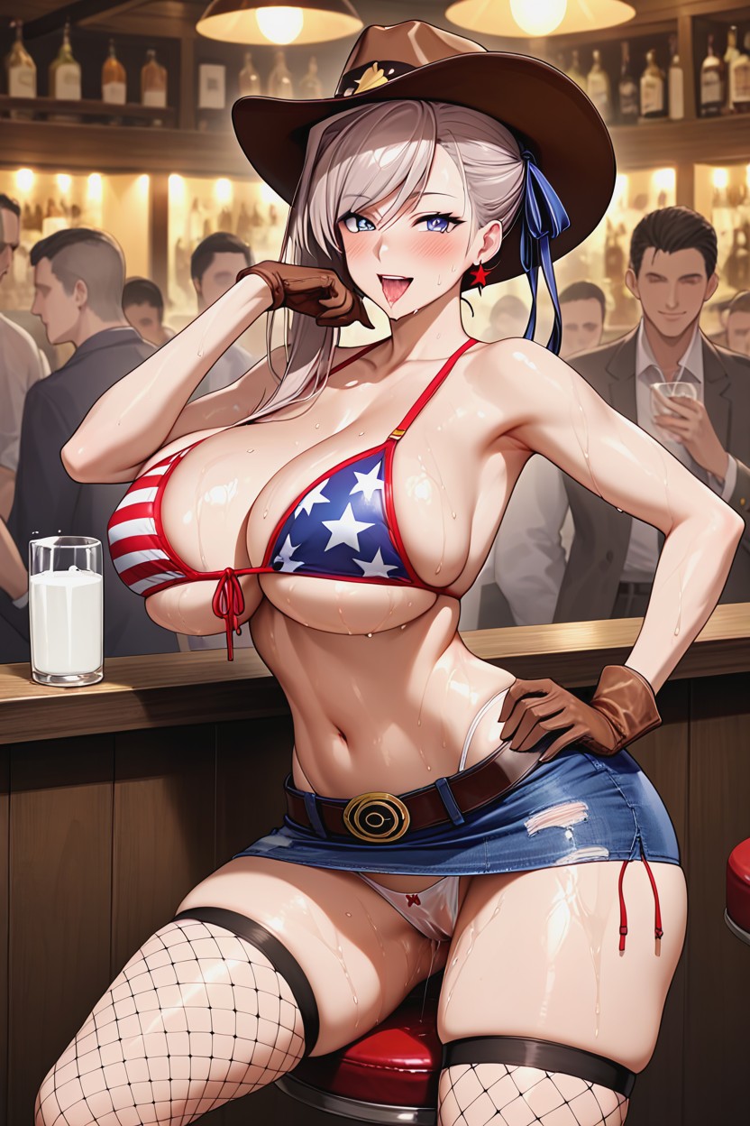 Pussy Juice, Shiny Breasts, Looking At Viewer Hentai AI Porn