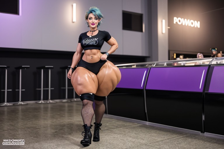 Black Choker, Bodybuilder, Amazon Goddess AI Porn