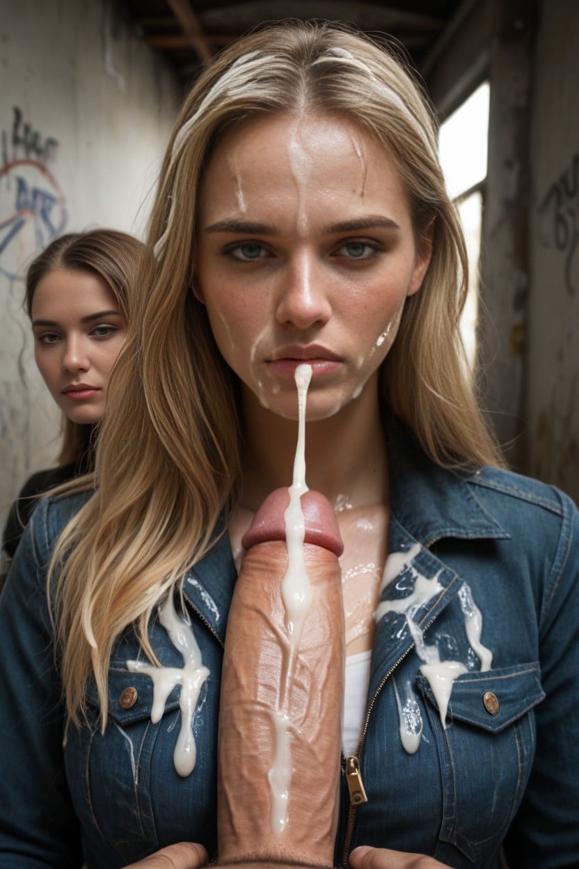 Light Blue Eyes, Excessive Cum On Face, Long Neck AI Porn