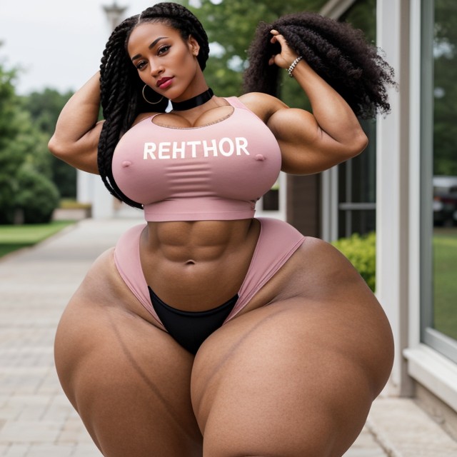 Steroid Muscles, Oversized Biceps, Light Skin African AI Porn