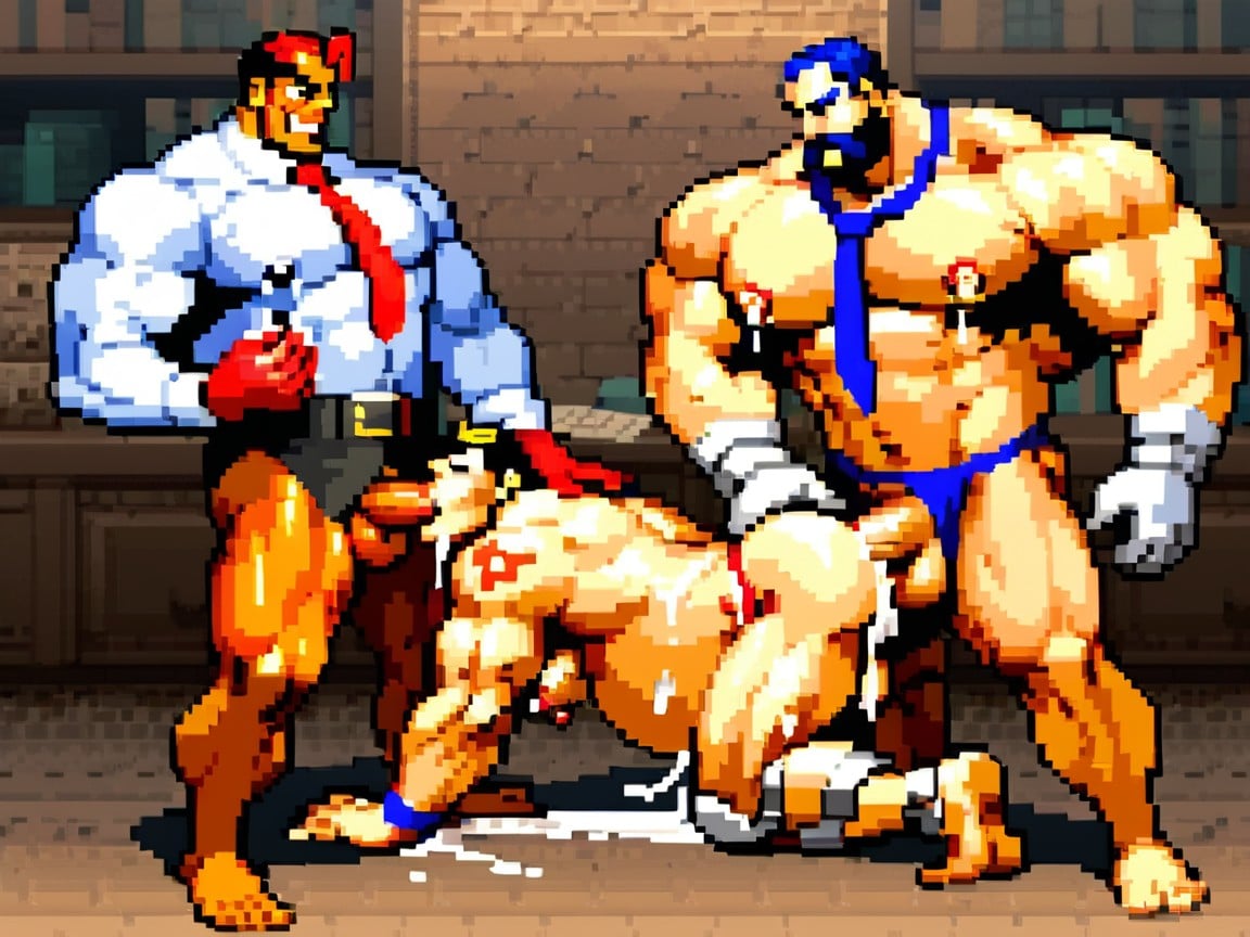 Penis Exposed, Extremely Muscular, Semen In Ass AI Gay Porn
