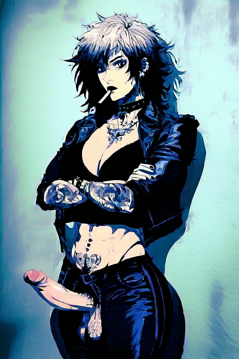 Black Jeans, Sexy Cock, Crotch Tattoos Shemale AI Porn
