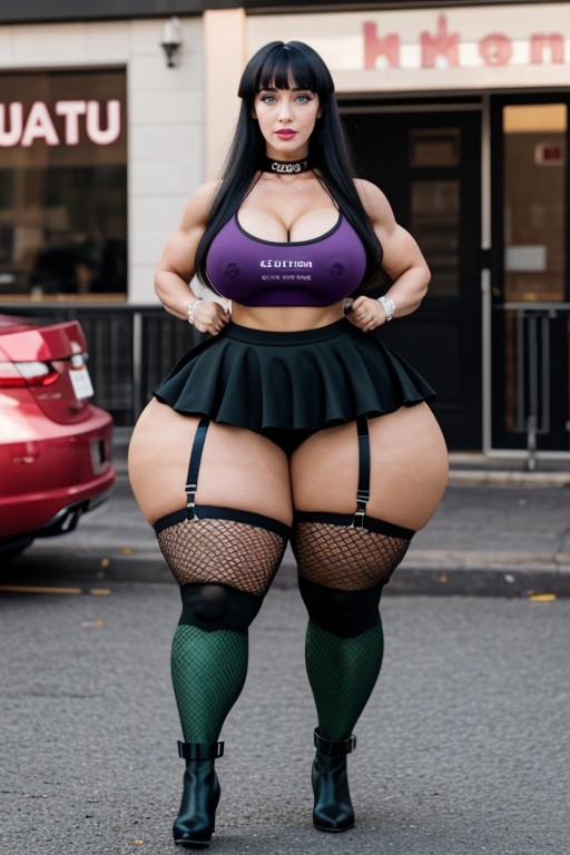 Obscenely Titantic Gargantuan Hyper Breasts, Frilly Skirt, Amazon Goddess AI Porn