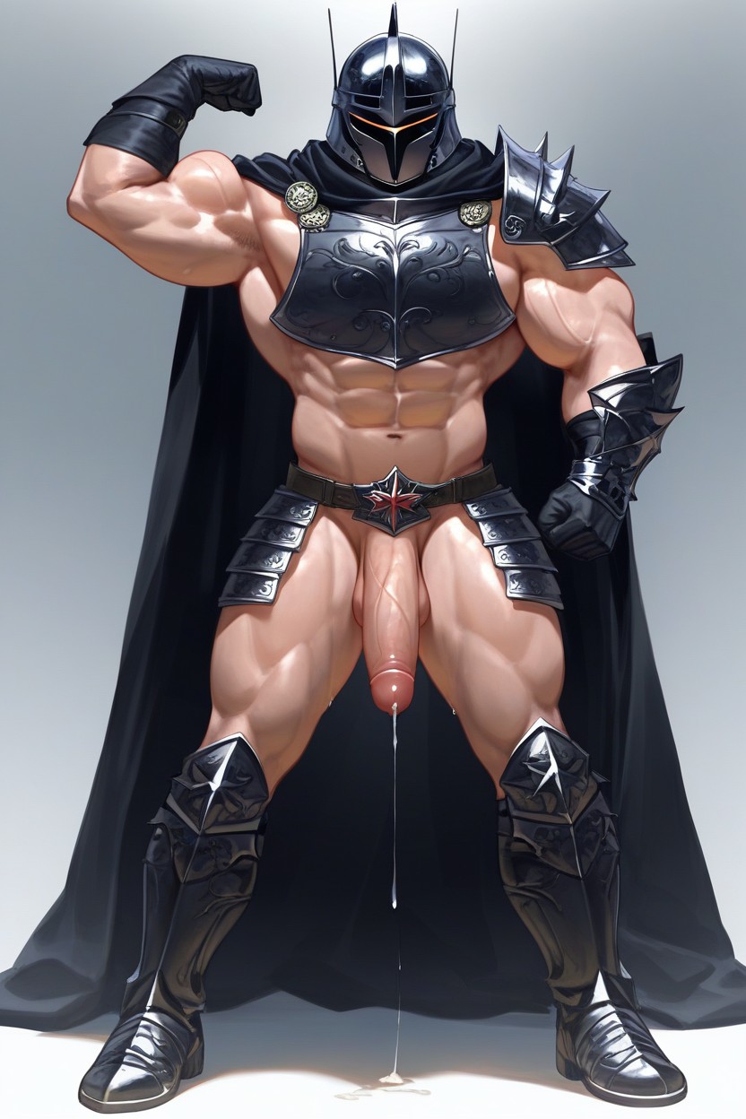 Black Sleeves, Black Armor Gloves, Wearing Full Black Metal Knight Armor Porno IA Gay