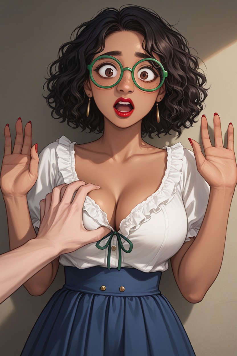 Bright Red Lipstick, Black Hair, Perfect Skin AI Porn