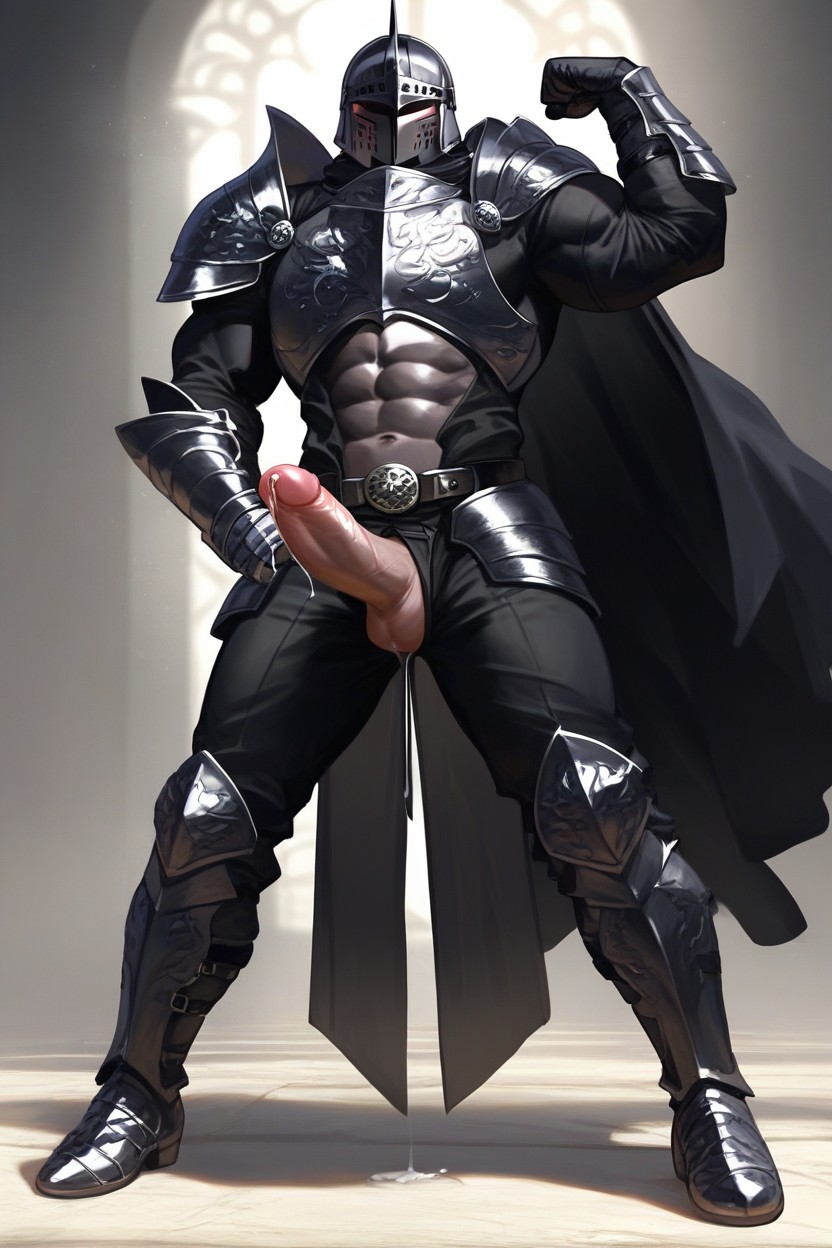 Precum Dripping, Tall Height, Black Armor Gloves Porno gay IA