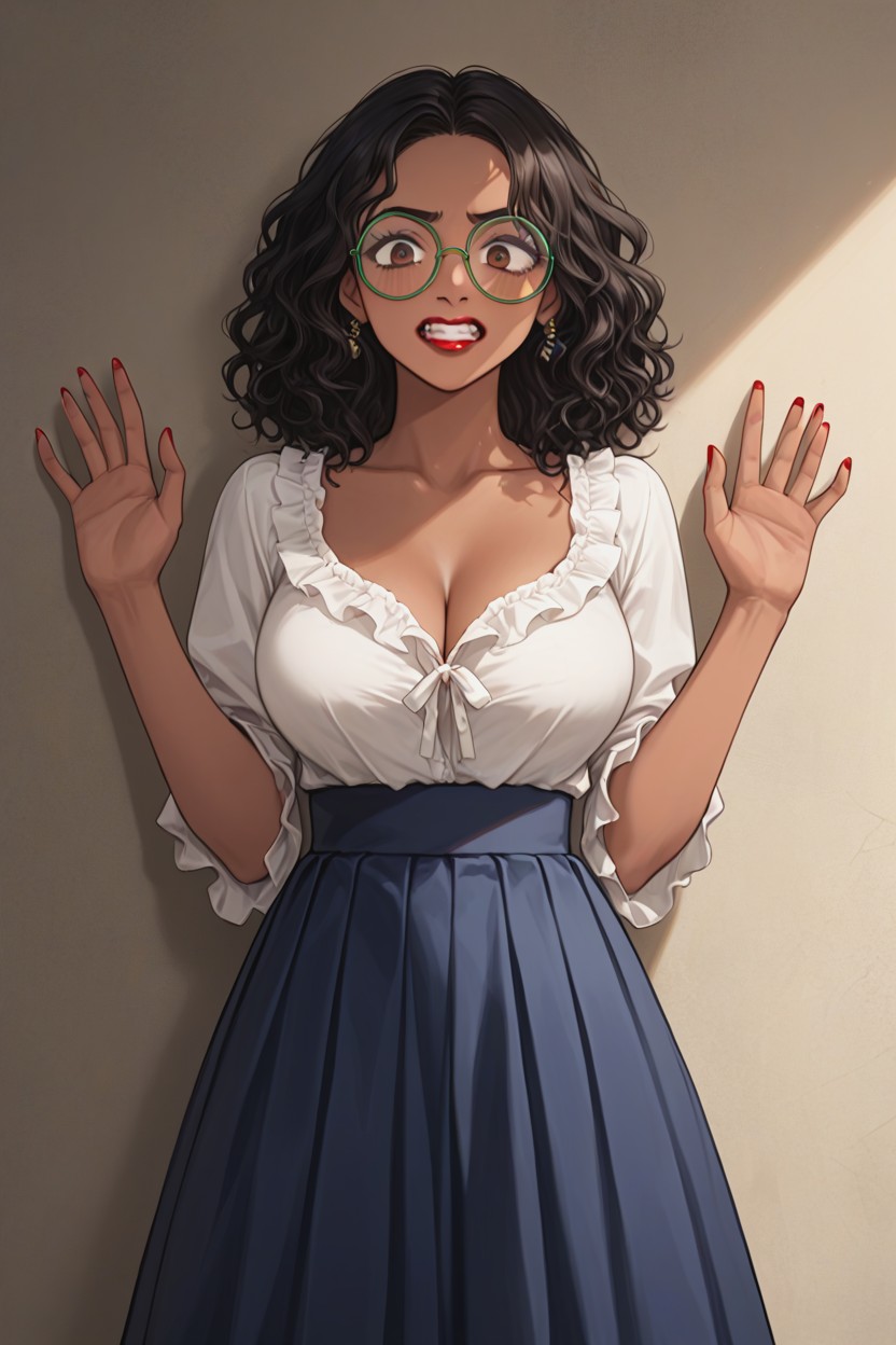 Detailed Hands With Five Fingers, Black Hair, White Blouse AI Porn