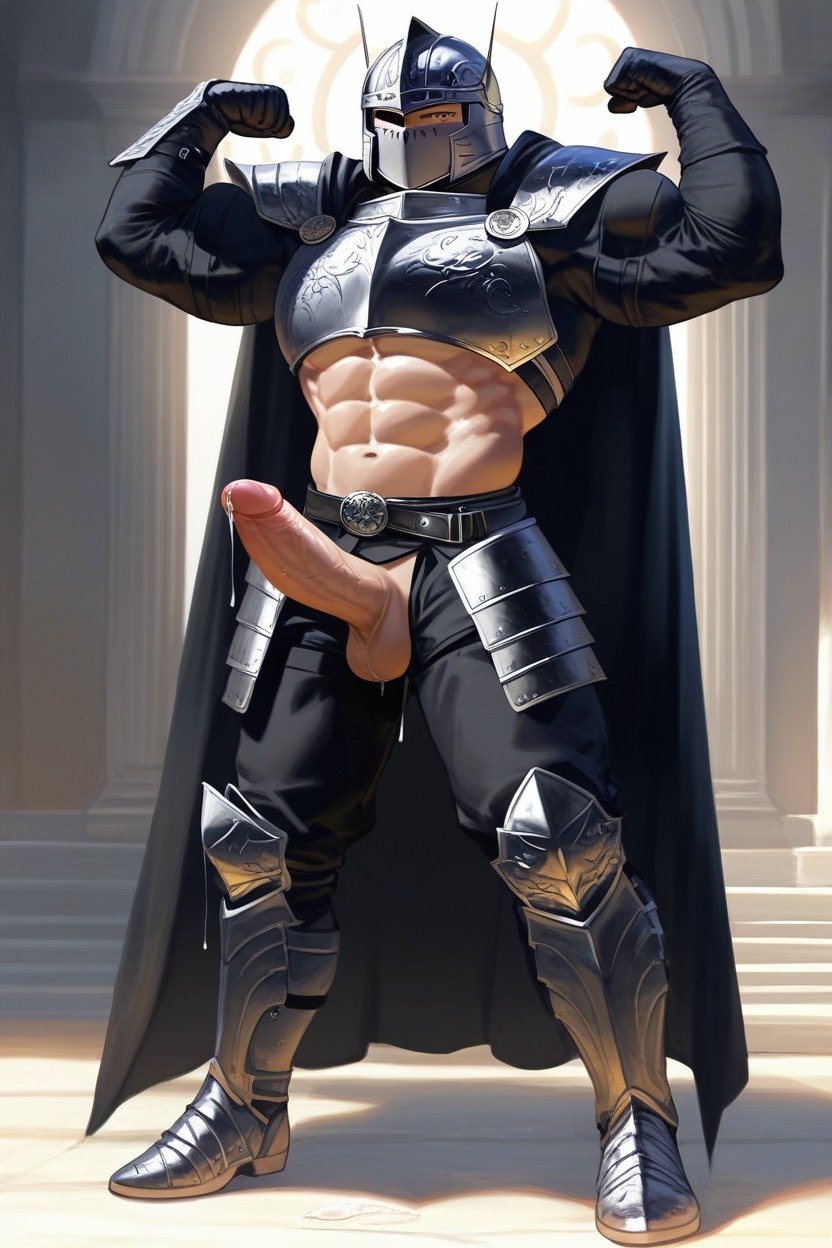 Tall Height, Dark Dungeon Background, Legs Apart Porno IA Gay