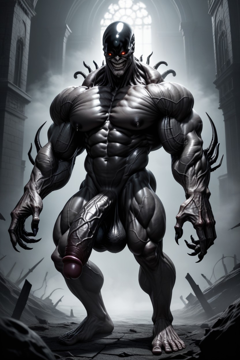 Muscles Surdimensionnés, Hellraiser Inspired Design, Horror Beauty Porno IA Gay