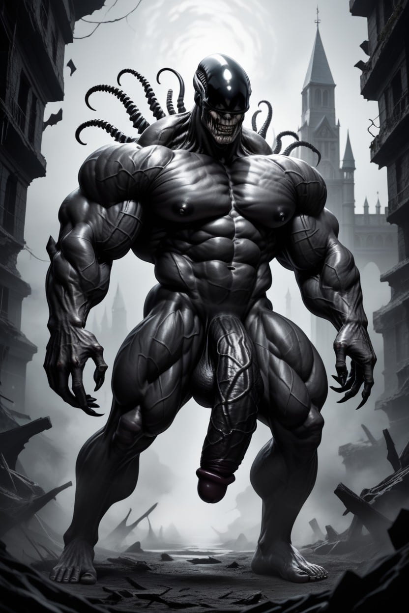 Muscles Surdimensionnés, Mysterious Expression, Hyper Exaggerated Gigantic Muscle Porno IA Gay