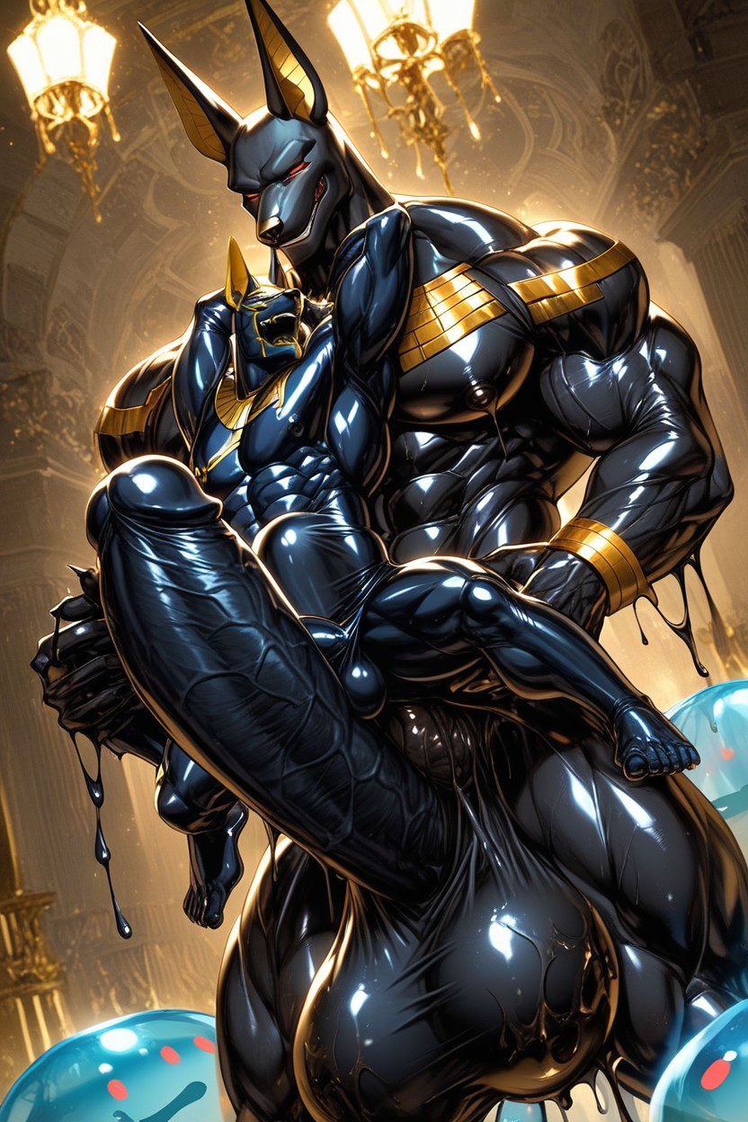Transforming Into A Goo, Hyper Abdominal Bulge, Oiled Skin ゲイAIポルノ
