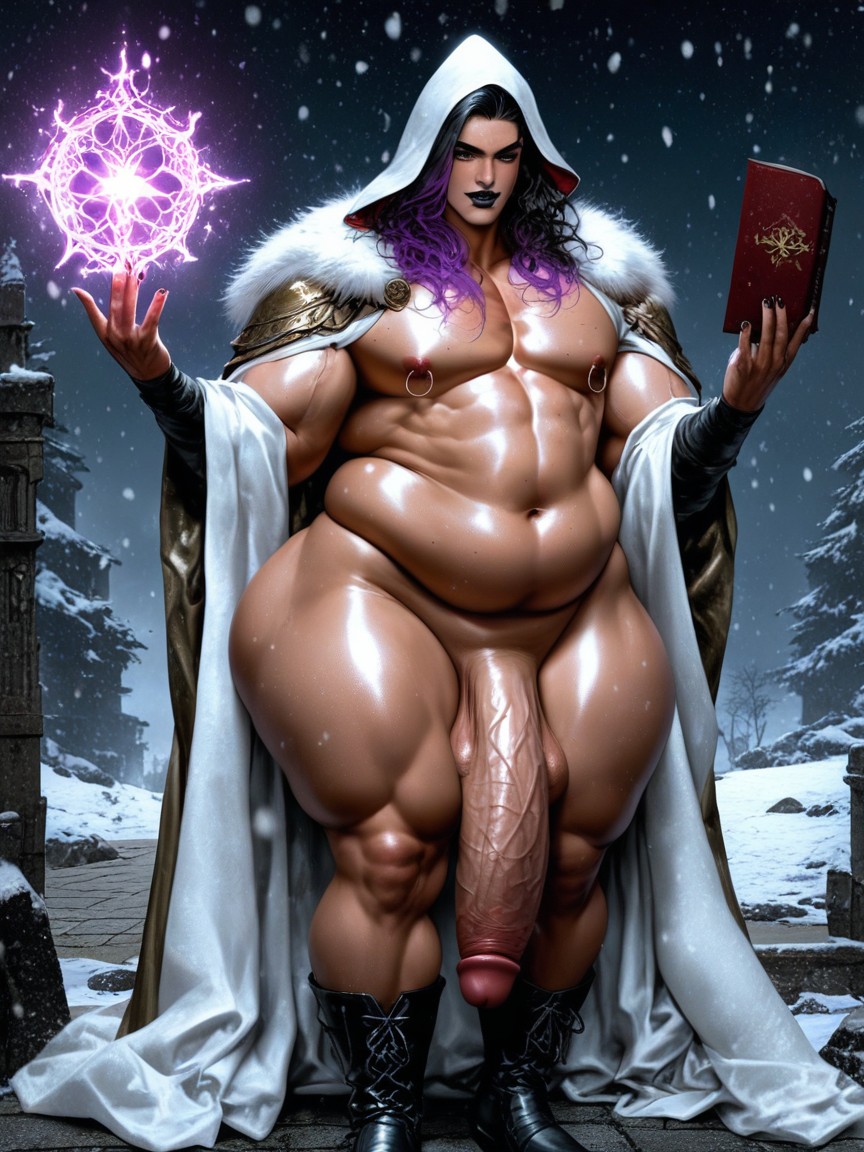 Thick Chest, Penis Bigger Than Body, オイルを塗った肌 ゲイAIポルノ