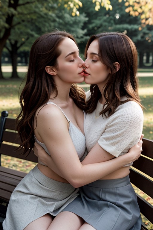Skirt, Croptop, Two Woman AI Porn