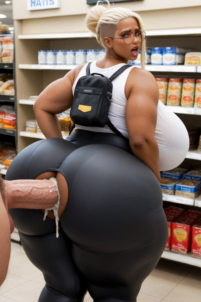 Round Glasses, Incredibly Large Ass, Open Mouth As Wide As Possible And Maximum Due To Anal Hurts BBW AI Porn