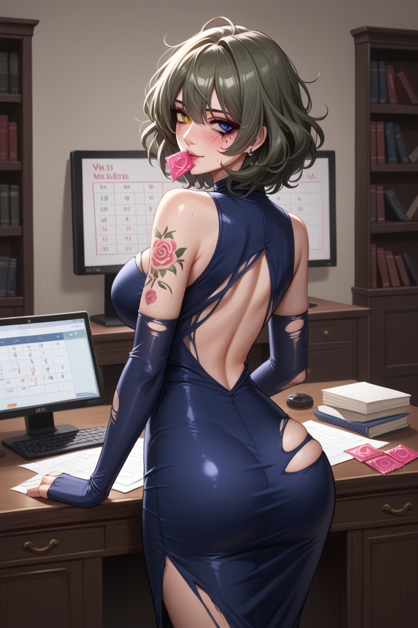 Torn Clothes, Freckles, Mature Woman Hentai AI Porn