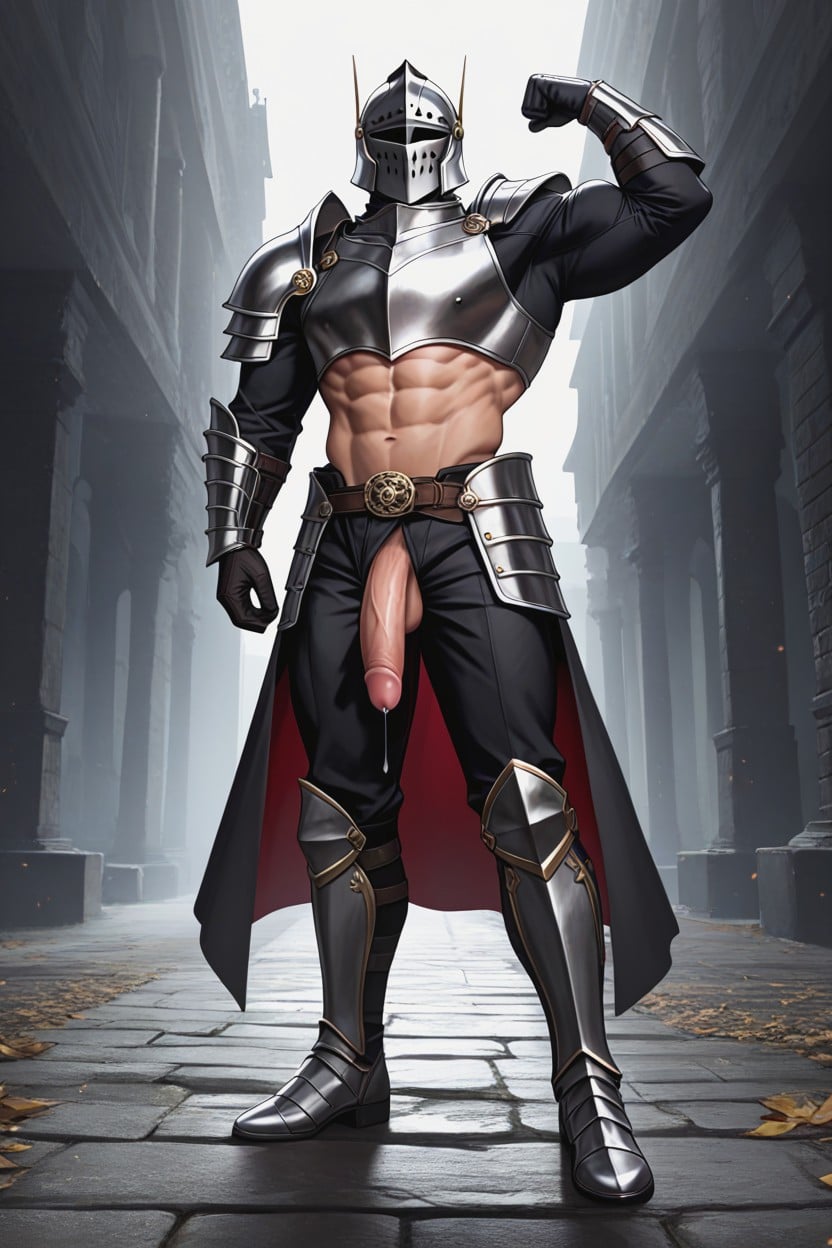 Black Knight Helmet, One Hand On Side, Dynamic Pose Porno IA Gay