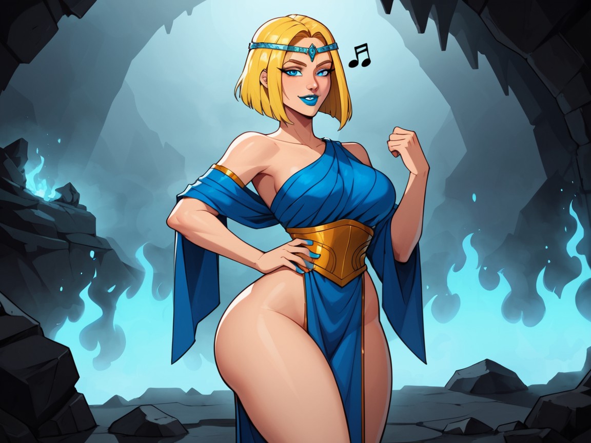 Greek Mythology Setting, Blonde Pixie Hair, Pale Skin Latina AI Porn