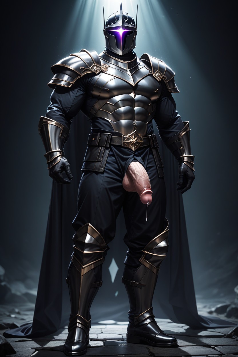 Long Penis, Light Sparkle Shining On Helmet, Standing Boldly Like A Hero ゲイAIエロ