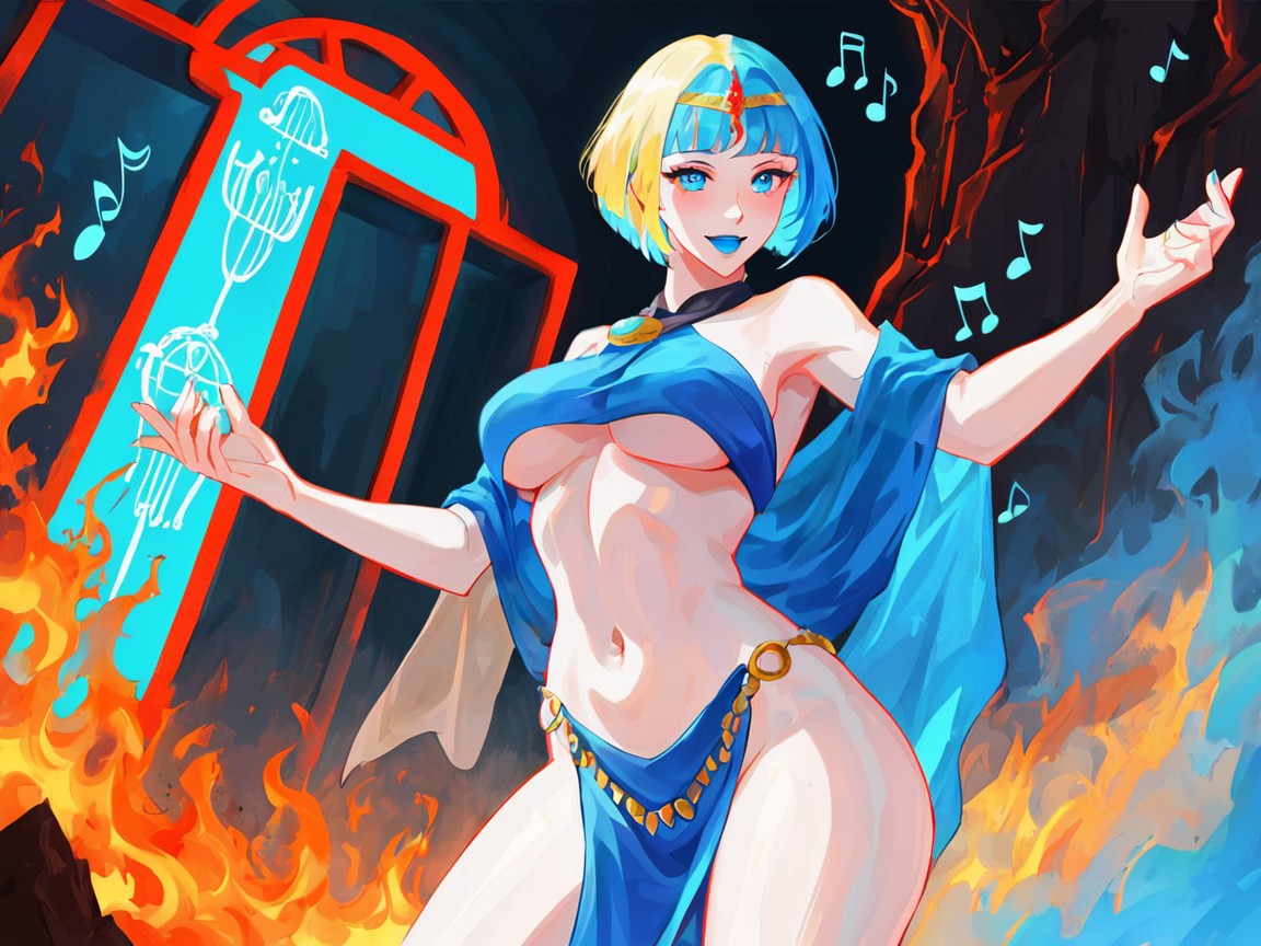 Woman Singing A Sad Song, Vibrant Colors, Rounded Ass AI Porn