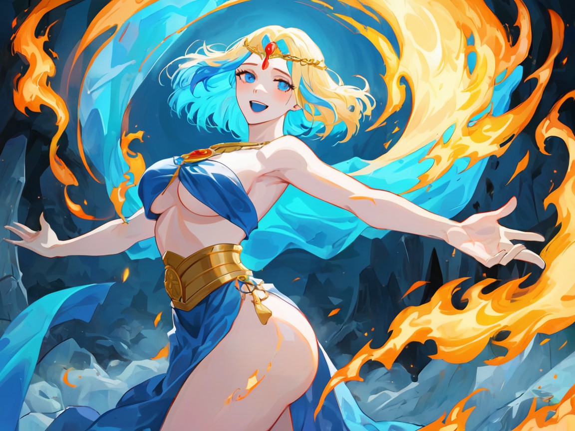 Pale Skin, Low Torso Height, Inferno In Background AI Porn