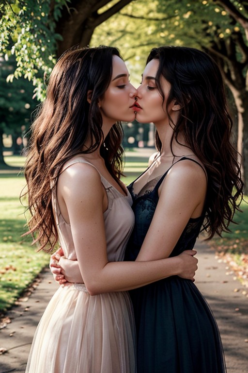 Dreamy Atmosphere, Tulle Dress, Lesbians AI Porn