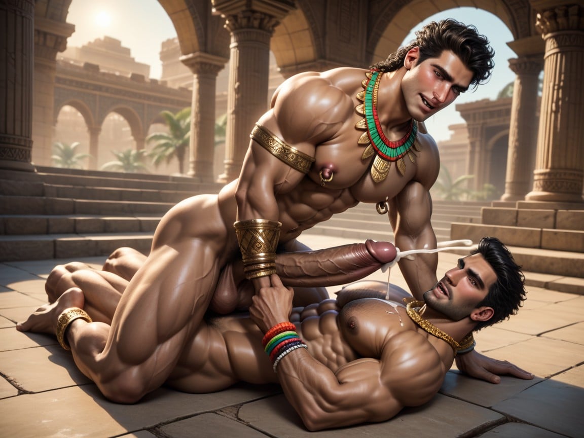 20+, Side View, Oversized Muscles AI Gay Porn