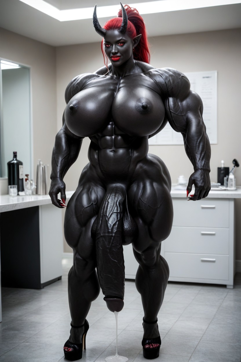 Muscular Thighs, Laboratory, Extremely Long Black Cock Porno IA transsexuelle