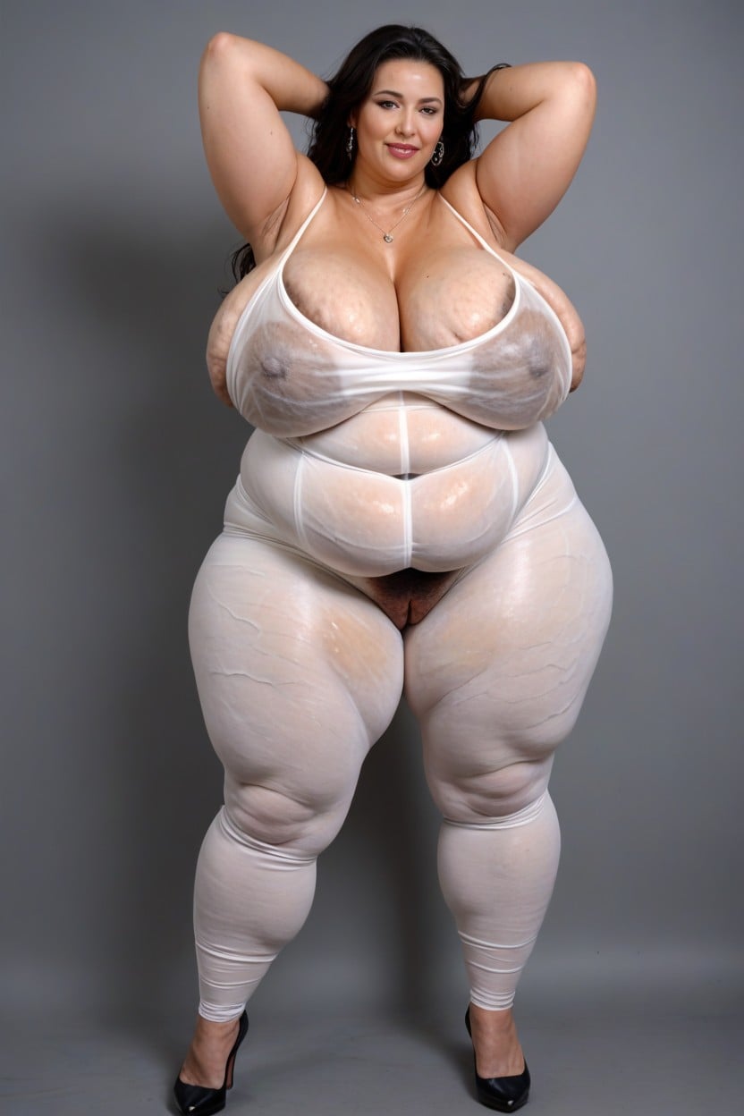 Vista Frontal, Very Big Belly, Her Dripping Stretched Pussy Is Gaping Porno BBW IA