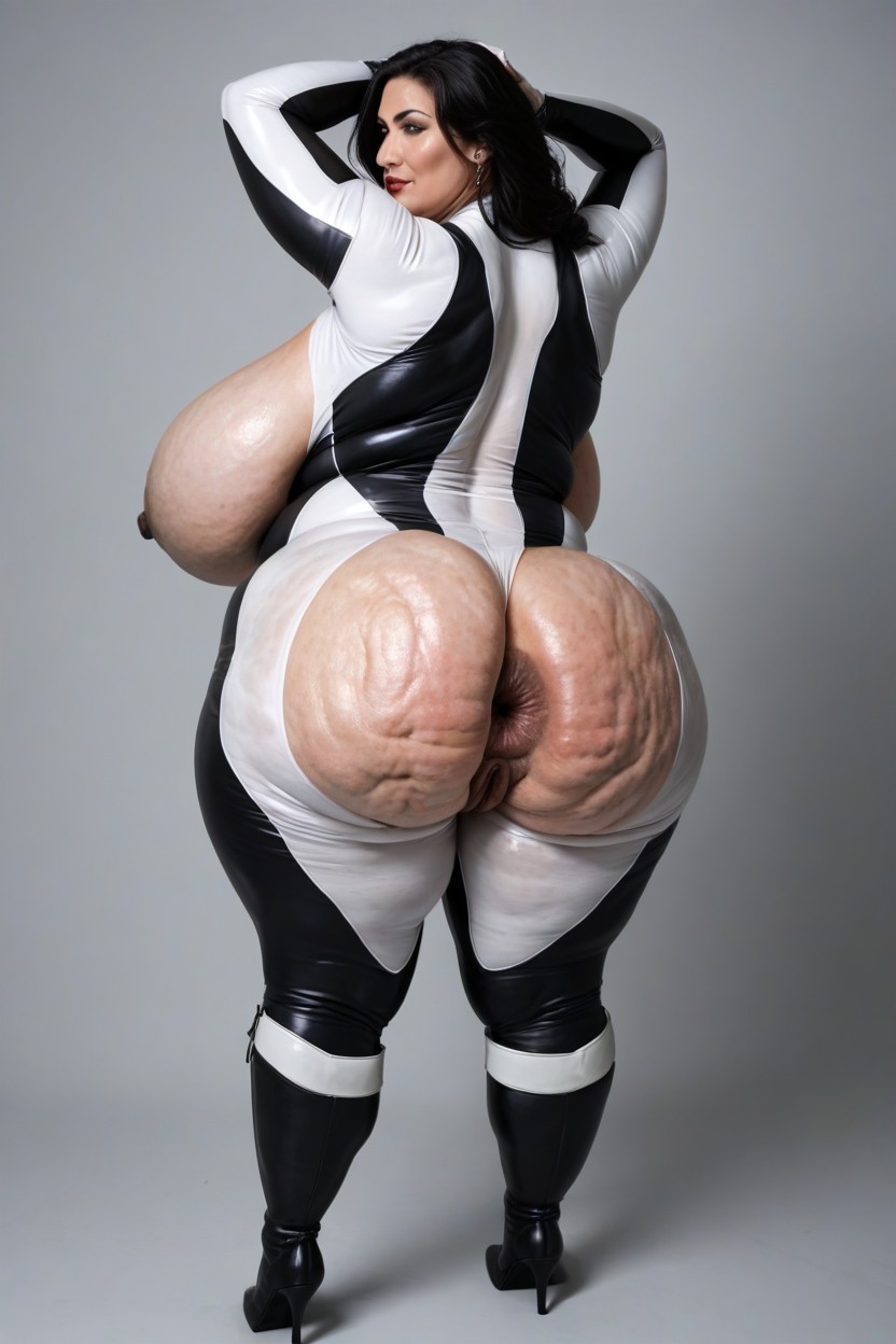 Standing With Arms Up In The Air, Very Obese Cellulite, Very Big Butt BBW KI Porno