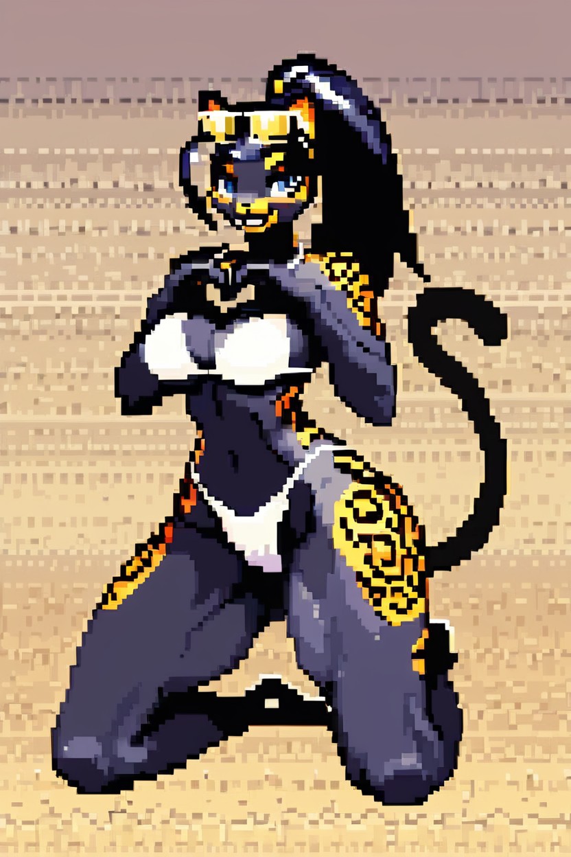 Blue Eyes, Thick Thighs, Black Fur Furry AI Porn