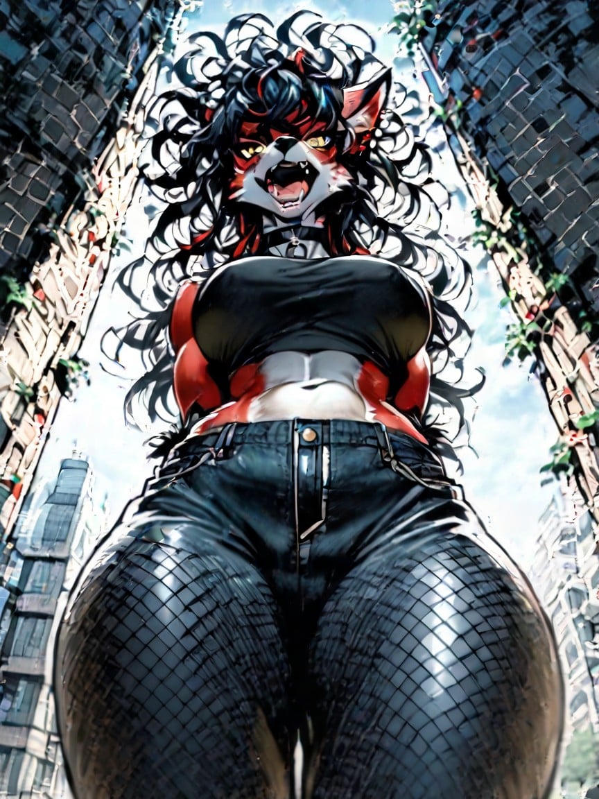 Fishnets, Bottom Up, Messy Hair Furry AI Porn