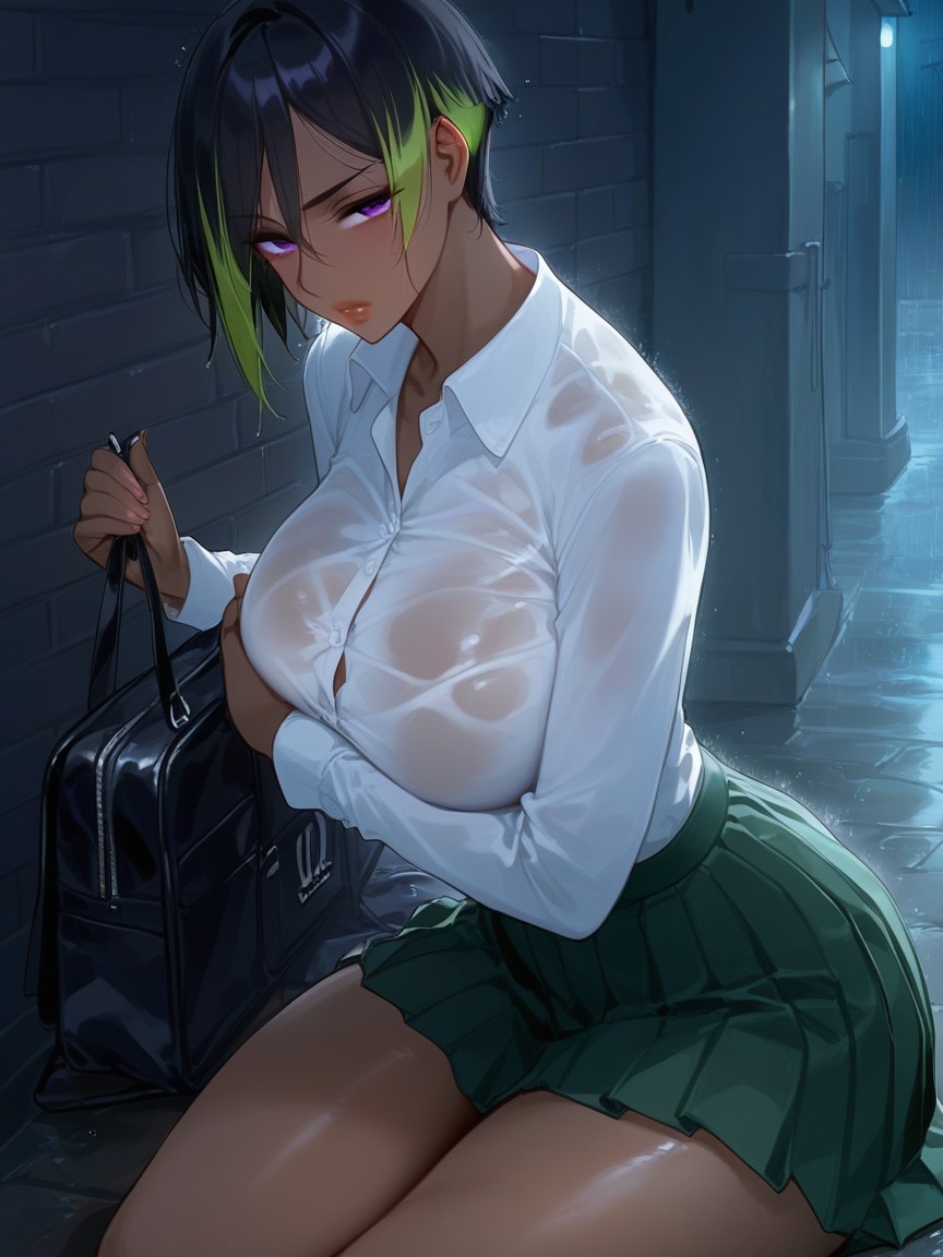Night, Empty Eyes, Natural Breasts Hentai AI Porn
