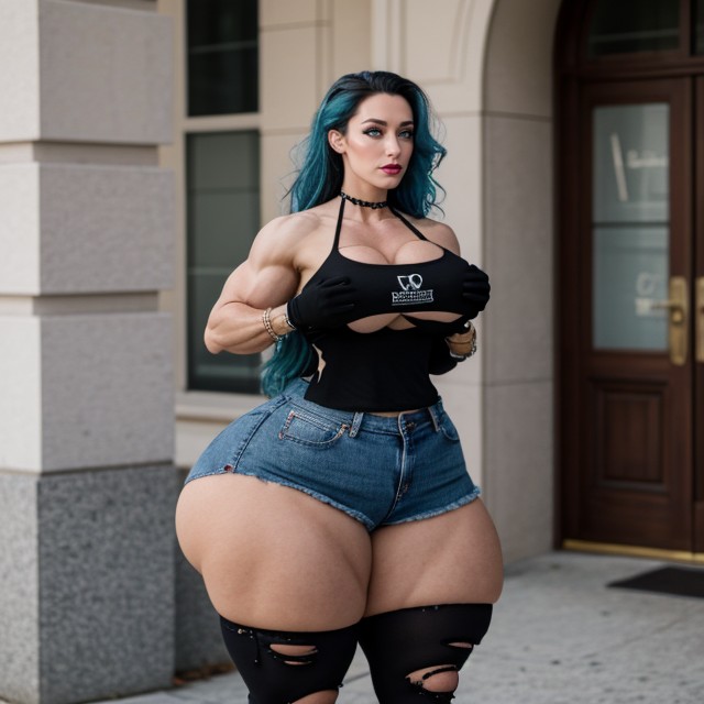 Extremely Vascular Abs, Aphrodite Oversized Muscular Body, Gigantic Steroid Muscles AI Porn