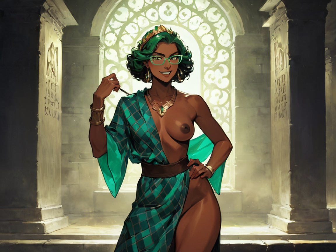 Green Glasses, Afterimage, Wide Proportionate Waist Latina AI Porn