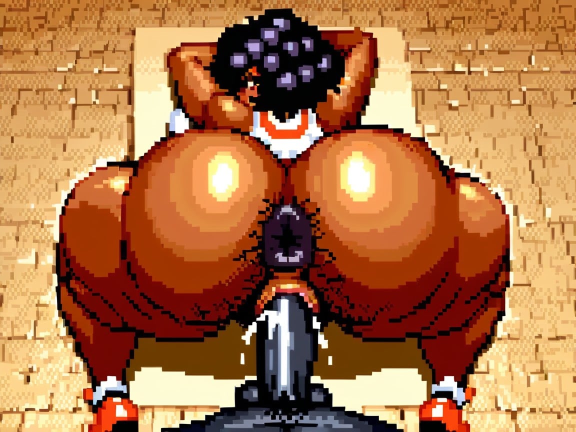 Jet Black Skin, Culo Más Grande Que Torso, Bulging Anus Porno ebony IA