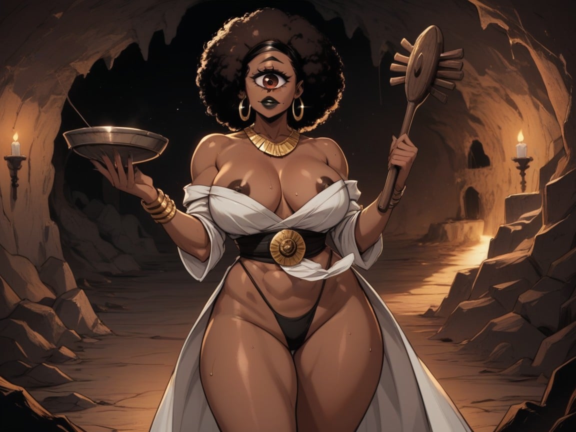 Chest Wider Than Hips, Dark Nipples, Afro Porno latina IA