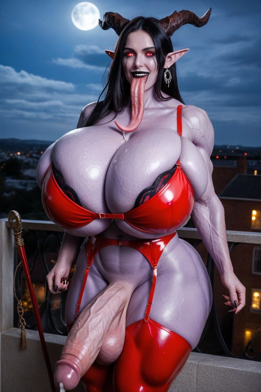 Dripping Sweat, Thick Muscular Thighs, Perfect Face Shemale AI Porn