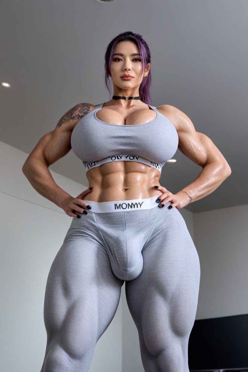 Black Choker, Brown Eyes, Muscle Milf Shemale AI Porn
