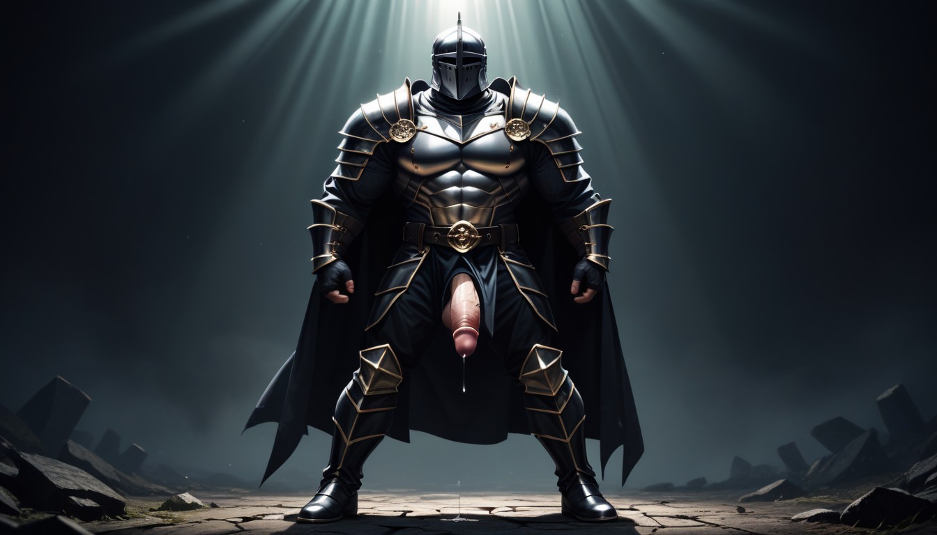 Dynamic Pose, Standing Boldly Like A Hero, Black Armor Belt 게이 AI 포르노