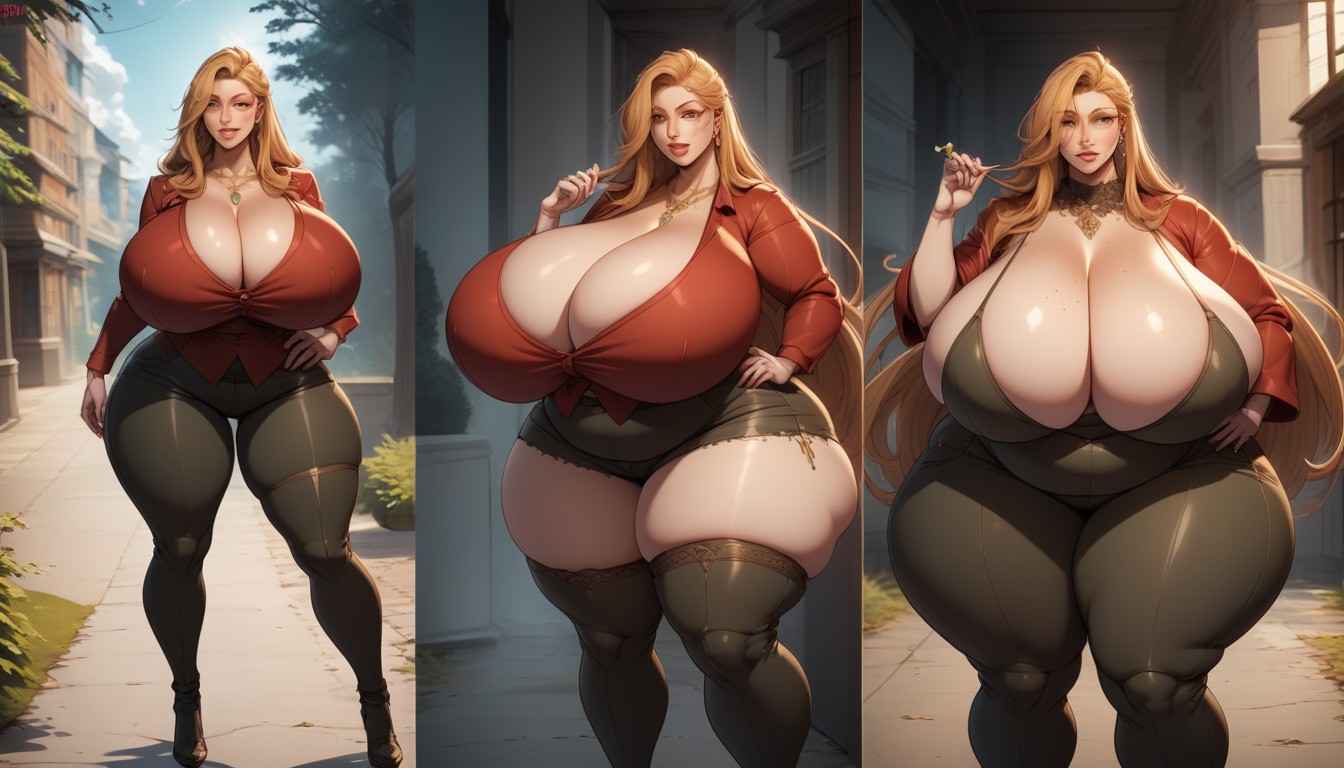 Best Face, Unreal Absurdly Hyper Gargantuan Fat Expanding Swelling Enlarging Massive Boobs, Standing BBW AI Porn