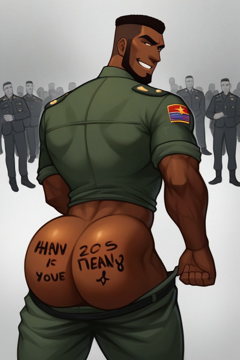 Bottom Is Powerful, Bottom Wearing Military Uniform, Bottom Torturing Top AI Gay Porn