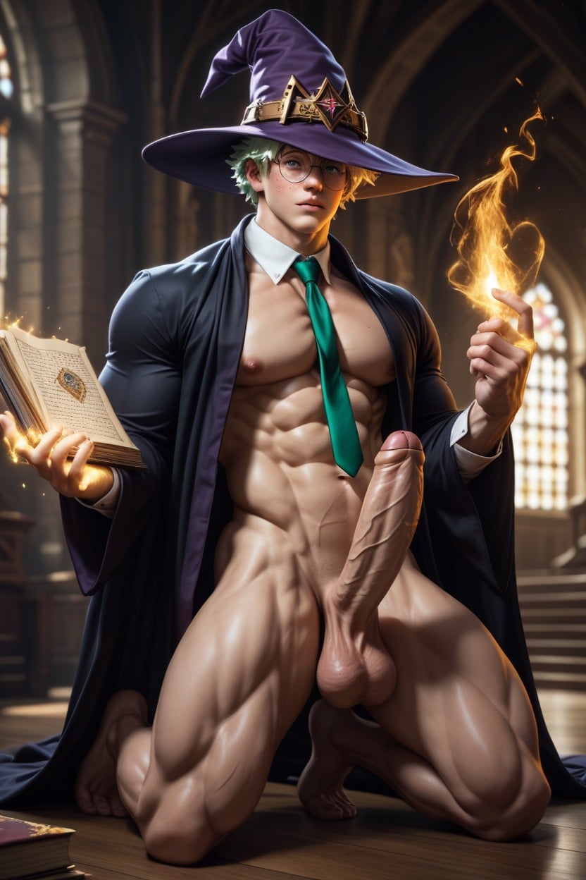 Erect Penis, 흰색, Shaved Face 게이 AI 포르노